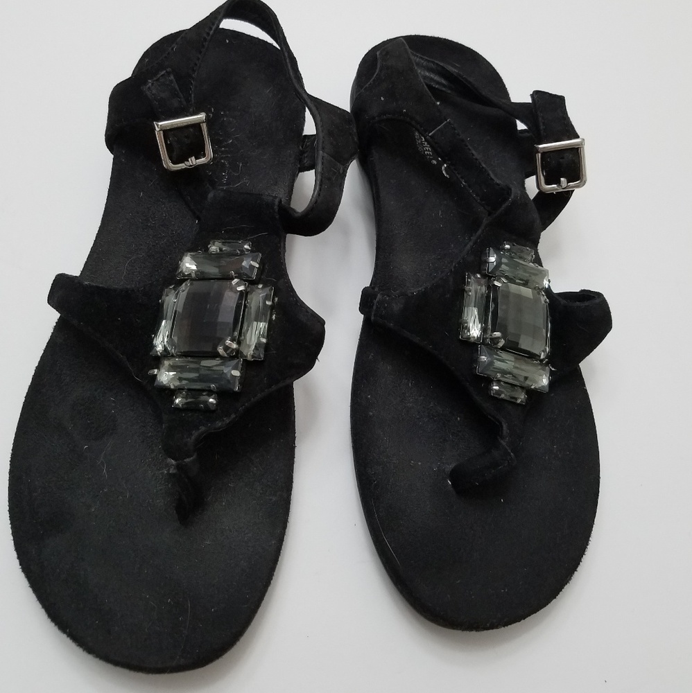 Black Vionic flat thong orthaheel sandals size 5